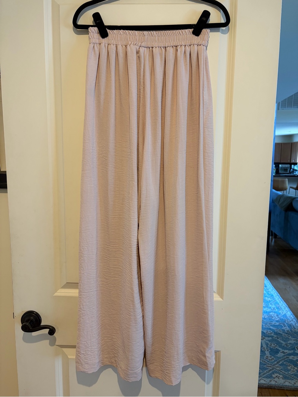 Light Blush Wide Leg Elastic Waist Pants